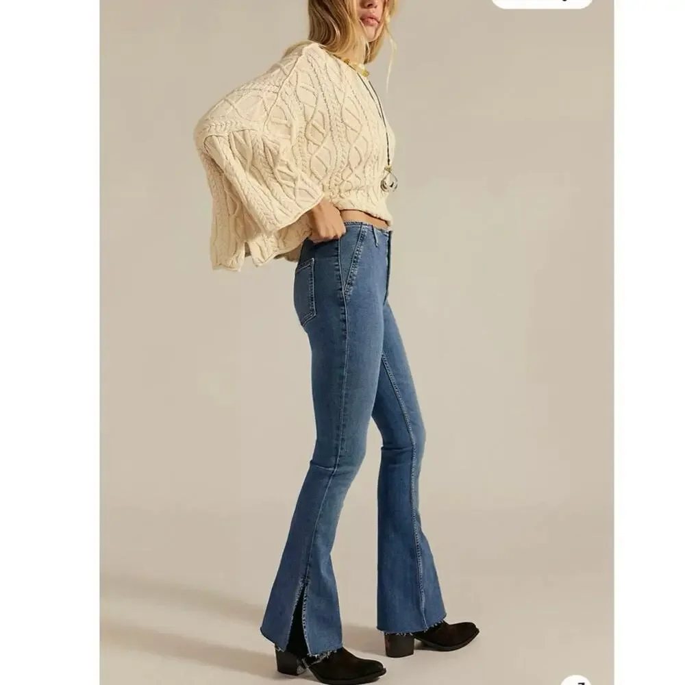 Free People We the free Denim level slit slim flare jeans Size 26